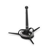 Schwarzer Milchaufschäumer Stelio mit spiralförmigem Quirl, von oben betrachtet.