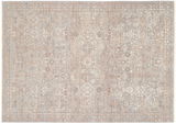Designer Teppich mit orientalischem Muster in sanften Beige- und Grautönen, Draufsicht