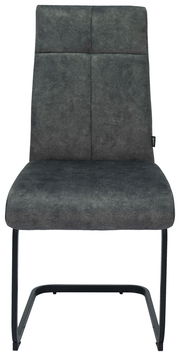 Vorderansicht eines grauen Schwingstuhls Novel GISMO mit schwarzem Metallgestell.