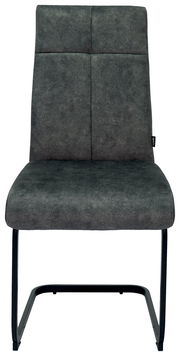 Vorderansicht eines grauen Schwingstuhls Novel GISMO mit schwarzem Metallgestell.