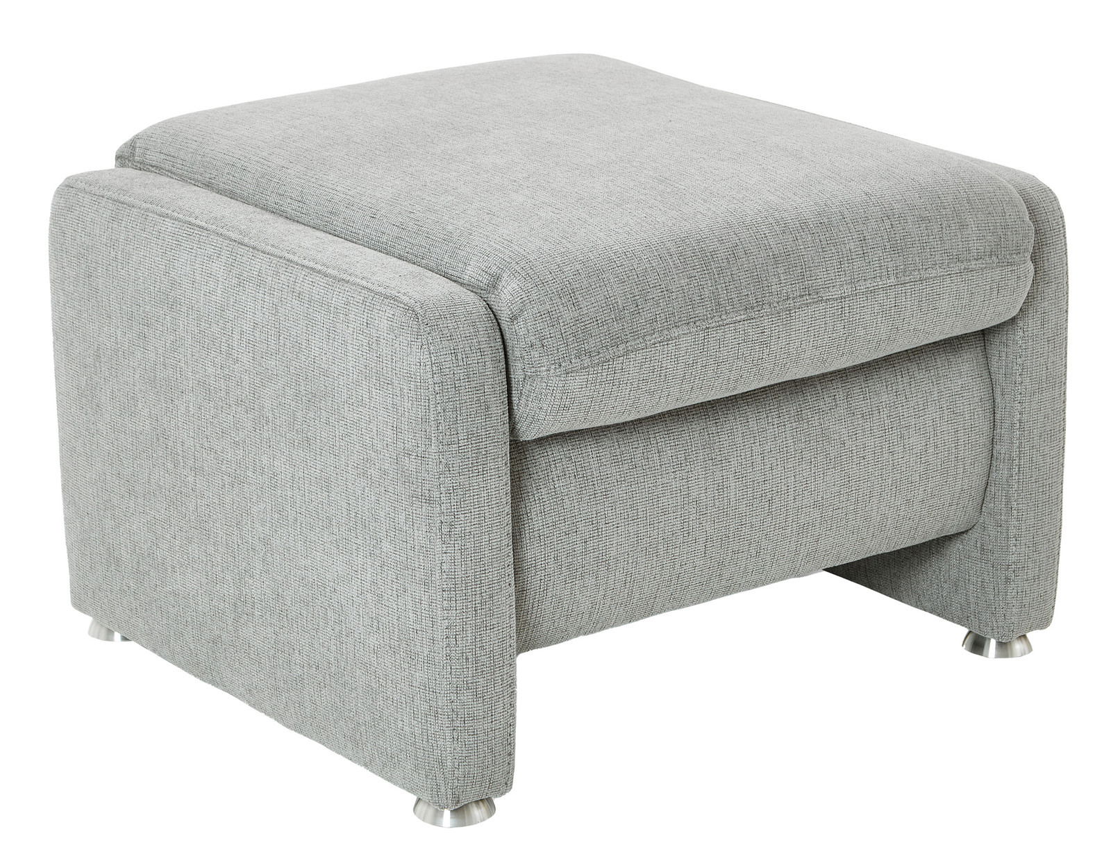 Beldomo Comfort Hocker ZARA Grauer Hocker aus Stoff mit Metallfüßen, seitliche Perspektive