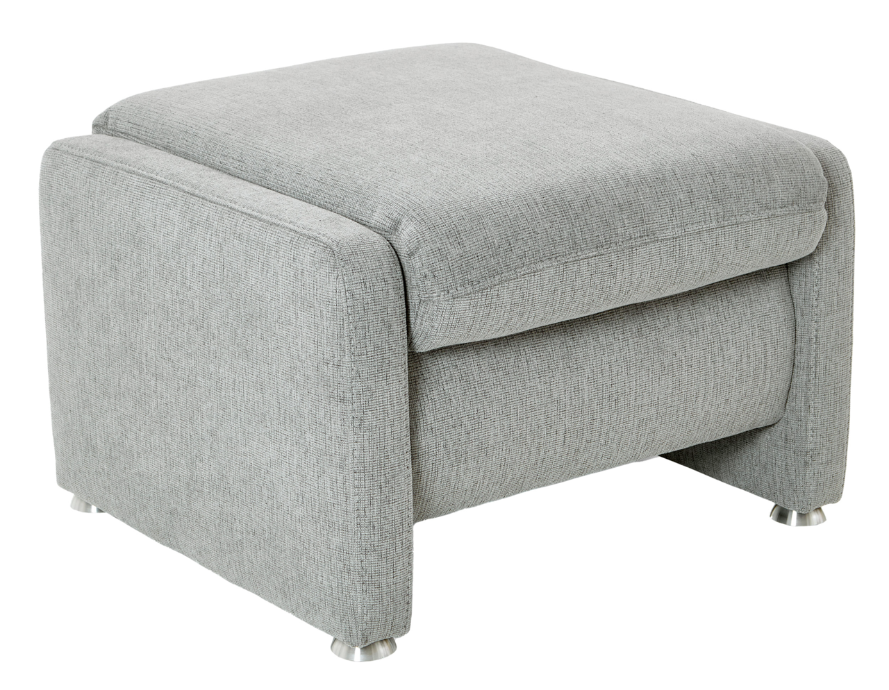 Beldomo Comfort Hocker ZARA Grauer Hocker aus Stoff mit Metallfüßen, seitliche Perspektive