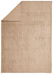 Beige Plaid mit eingeprägtem Muster, ausgebreitet in Draufsicht