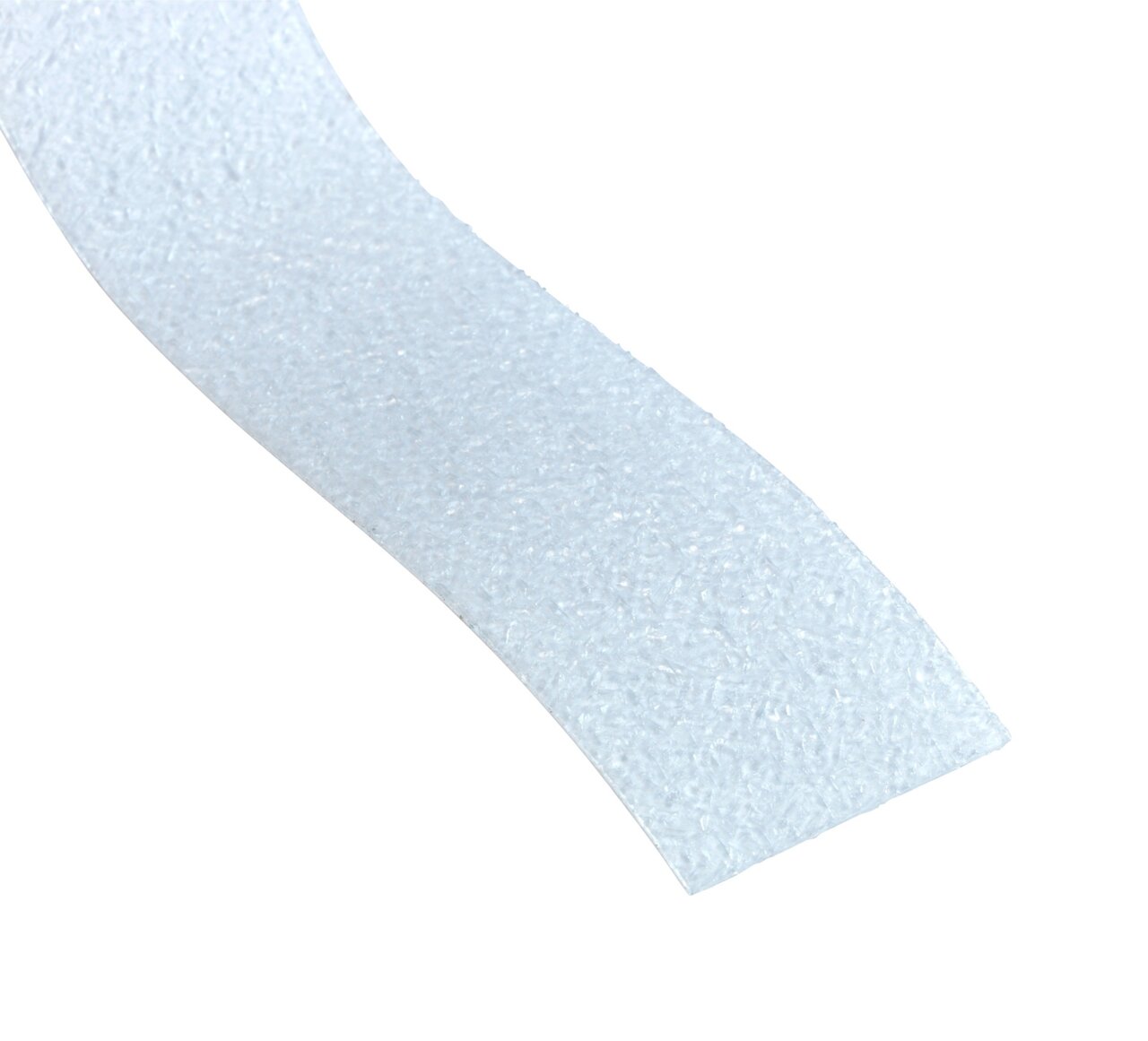 Close-up van een witte antislipband met een gestructureerd oppervlak, diagonaal perspectief.