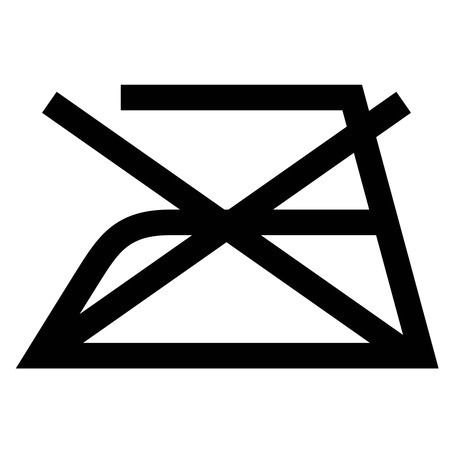 Symbol für nicht bügeln, schwarze Linien auf weißem Hintergrund, Vorderansicht