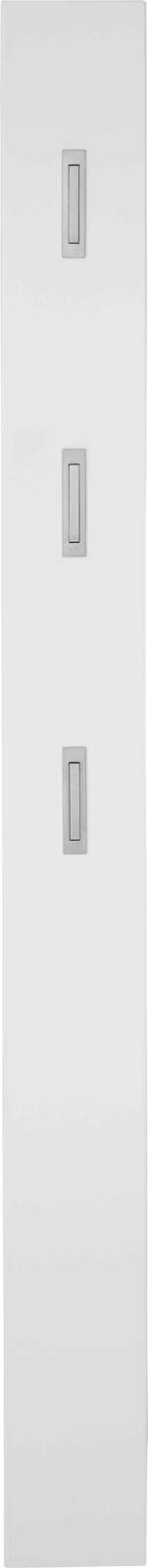 Weißes Garderobenpaneel mit drei Haken, frontale Ansicht