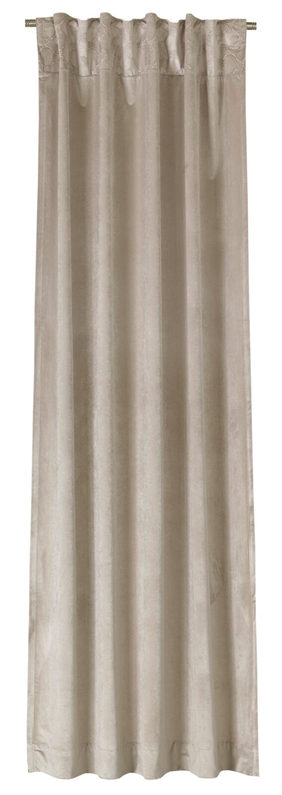 Beiger Dekoschal mit dezenter Musterung, frontal aufgenommen.