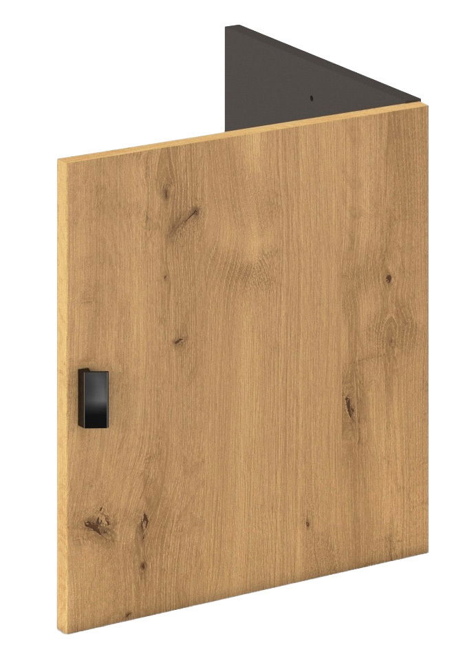 XORA Drehtür für Regalelement ENDORA-F Drehtür für Regalelement aus Holz in Eichenoptik, seitliche Perspektive