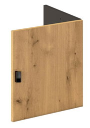 Drehtür für Regalelement aus Holz in Eichenoptik, seitliche Perspektive