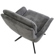 Grauer Armlehnstuhl mit geripptem Stoffbezug, Ansicht von oben