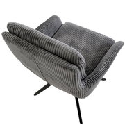 Grauer Armlehnstuhl mit geripptem Stoffbezug, Ansicht von oben