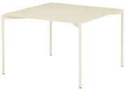 Moderner Beistelltisch aus Metall in Cremefarbe, seitliche Perspektive