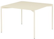 Moderner Beistelltisch aus Metall in Cremefarbe, seitliche Perspektive