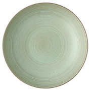 Grüner, tief strukturierter Teller mit konzentrischen Kreisen, Draufsicht