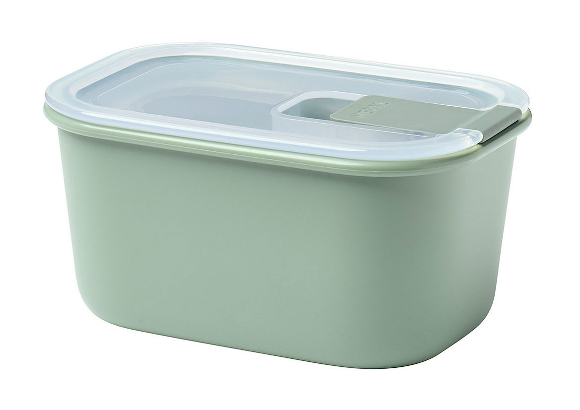 Frischhaltedose Easyclip 450 ml in seitlicher Perspektive, grün mit transparentem Deckel.