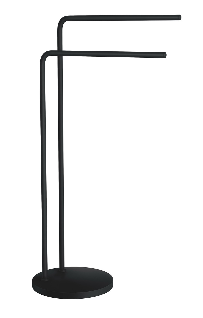 Beslagsboden Handtuchhalter Schwarzer Handtuchhalter aus Stahl mit zwei Armen, seitliche Perspektive