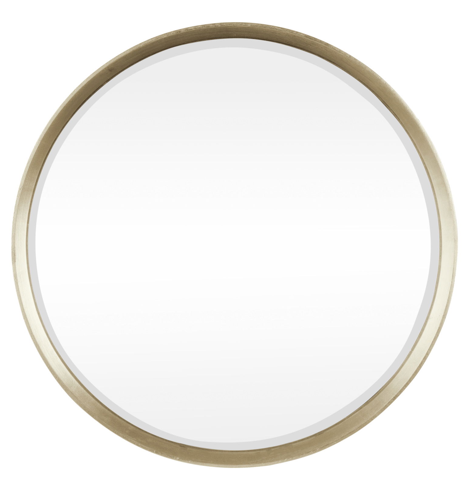 Runder Spiegel mit einem Durchmesser von ca. 73 cm und einem goldenen Rahmen, frontal abgebildet.
