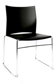 Moderner schwarzer Besucherstuhl mit Metallgestell, seitliche Perspektive