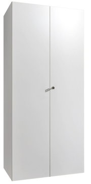 Weißer Mehrzweckschrank mit Schloss, Frontalansicht