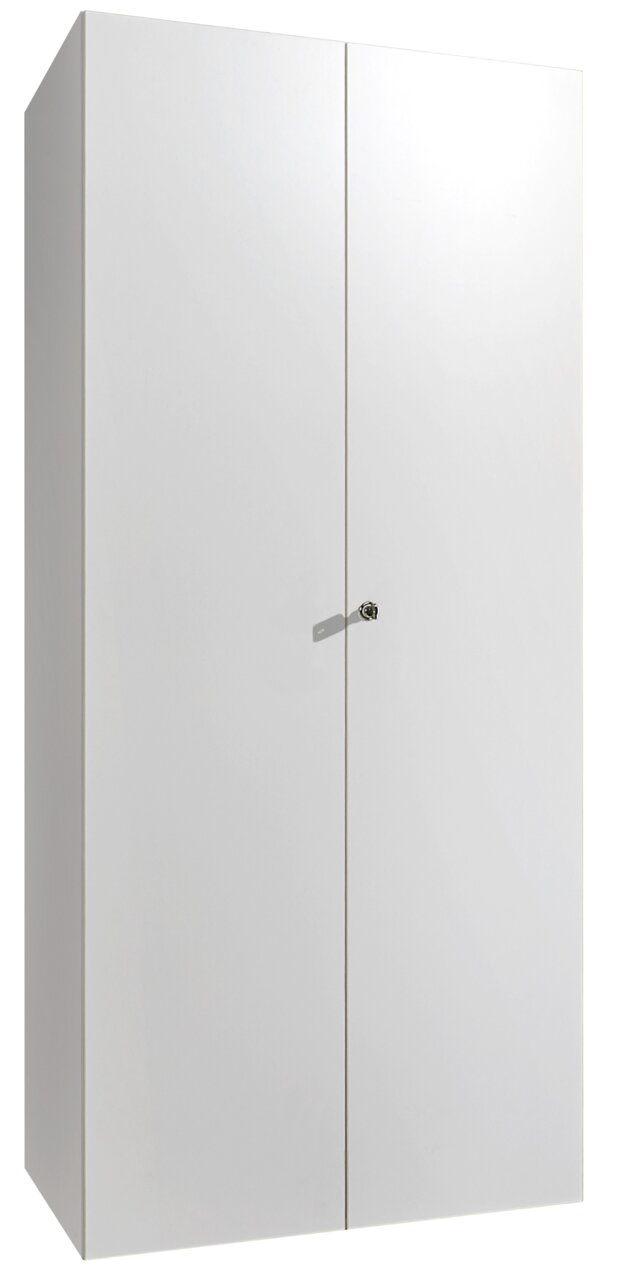 Weißer Mehrzweckschrank mit Schloss, Frontalansicht