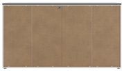 Frontansicht eines XL-Sideboards mit brauner Oberfläche und schwarzer Oberkante.