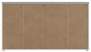 Frontansicht eines XL-Sideboards mit brauner Oberfläche und schwarzer Oberkante.