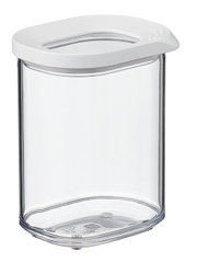 Doorzichtige voorraadbus Modula Mini 375 ml met wit deksel, zijaanzicht