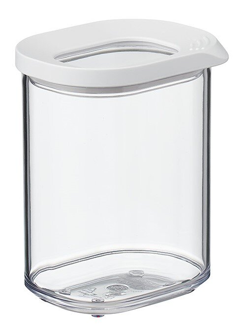 Doorzichtige voorraadbus Modula Mini 375 ml met wit deksel, zijaanzicht