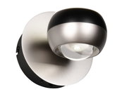 Moderne wandlamp ORBIT van geborsteld metaal met een bolvormig ontwerp, zijaanzicht