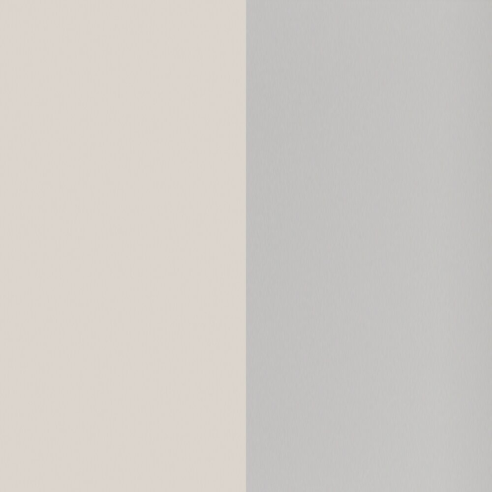 Close-up van twee naast elkaar liggende kleurstalen in beige en grijs.