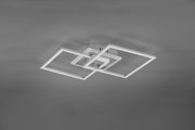 Moderne LED-Deckenleuchte mit zwei überlappenden quadratischen Rahmen, seitliche Perspektive