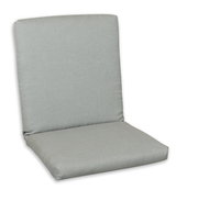 Graue Niederlehnerauflage in Vorderansicht, ideal für Gartenstühle.