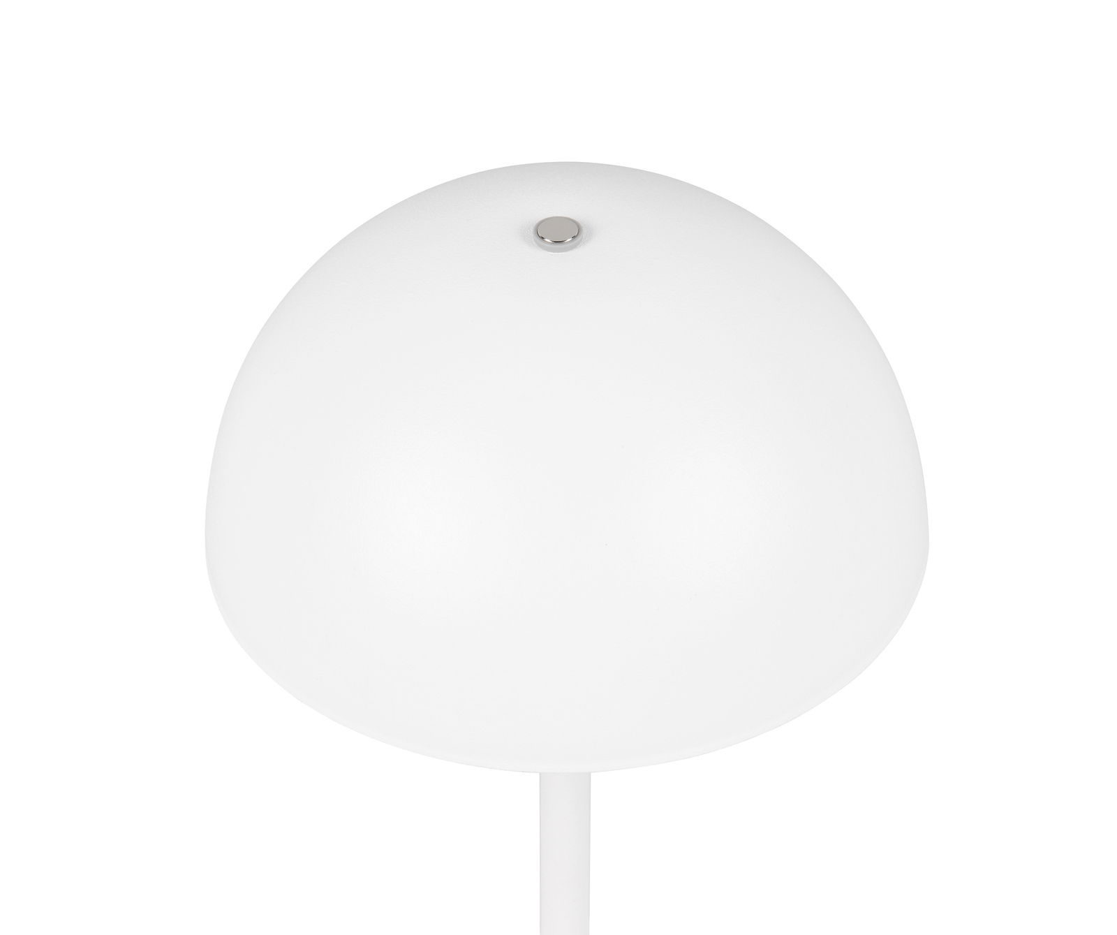 Weiße Akku-Tischleuchte MUNOZ von Reality Leuchten, Ansicht von oben mit sichtbarem Schalter.