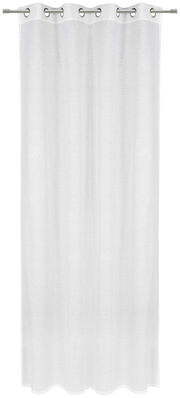 Weißer Ösenschal 135x245cm, frontal fotografiert, mit gleichmäßigen Falten und silbernen Ösen.