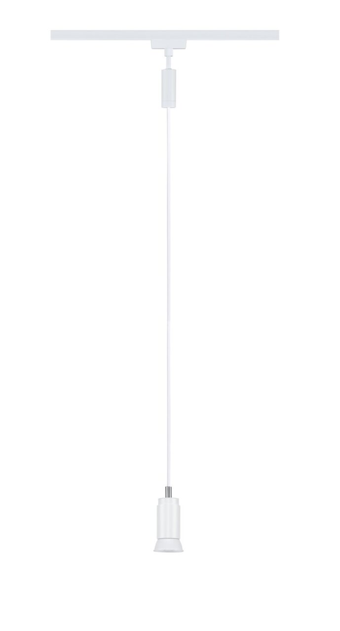 PAULMANN Schienenpendel Runa URAIL Weißes Schienenpendel Runa, hängend von einer Decke, seitliche Perspektive
