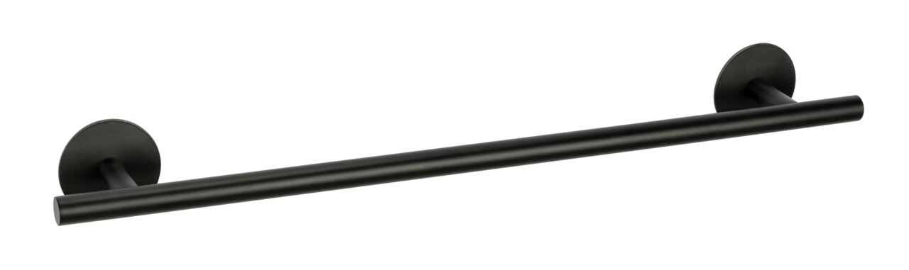 Schwarze Badetuchstange Uno, 60 cm lang, seitliche Perspektive