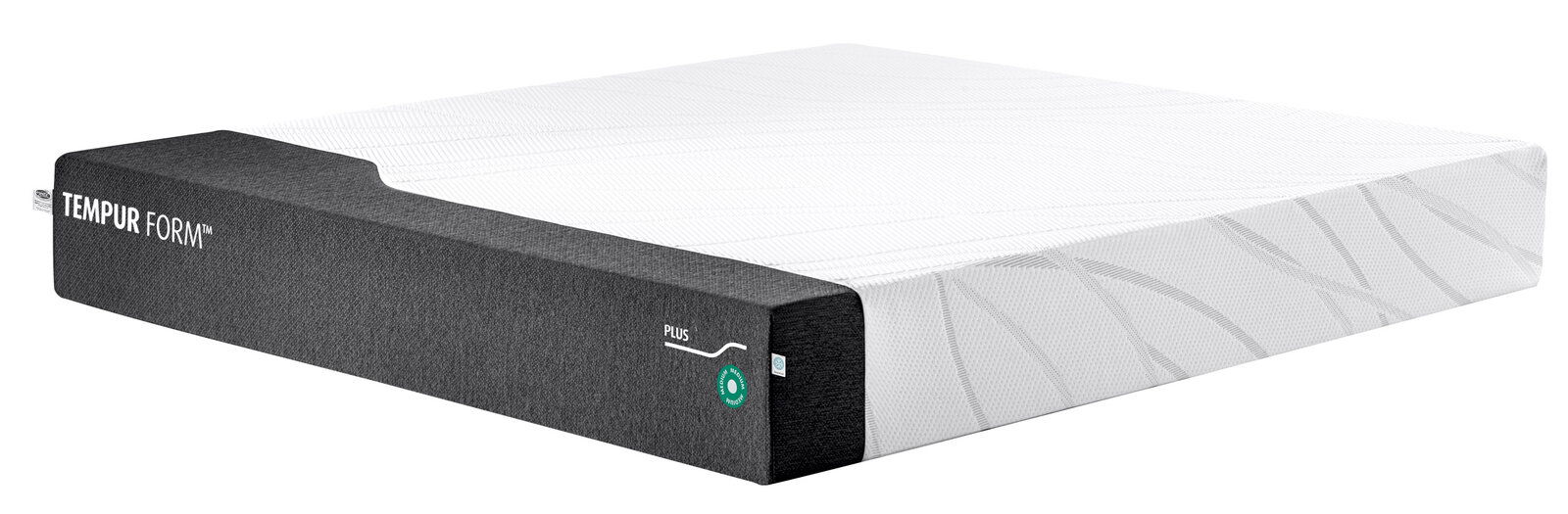 Tempur Viscomatratze 140x200 medium FORM PLUS MEDIUM Viscomatratze 140x200 medium in seitlicher Perspektive mit grauem Rand und weißer Oberfläche