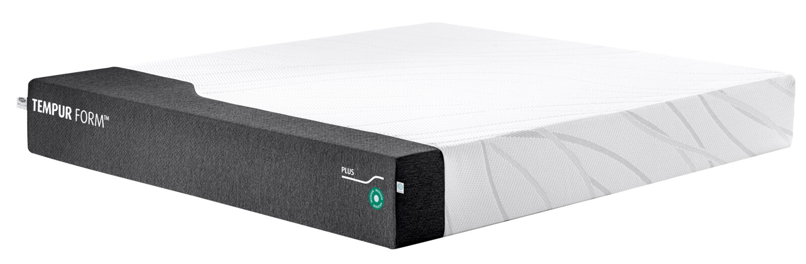 Tempur Viscomatratze 140x200 medium FORM PLUS MEDIUM Viscomatratze 140x200 medium in seitlicher Perspektive mit grauem Rand und weißer Oberfläche