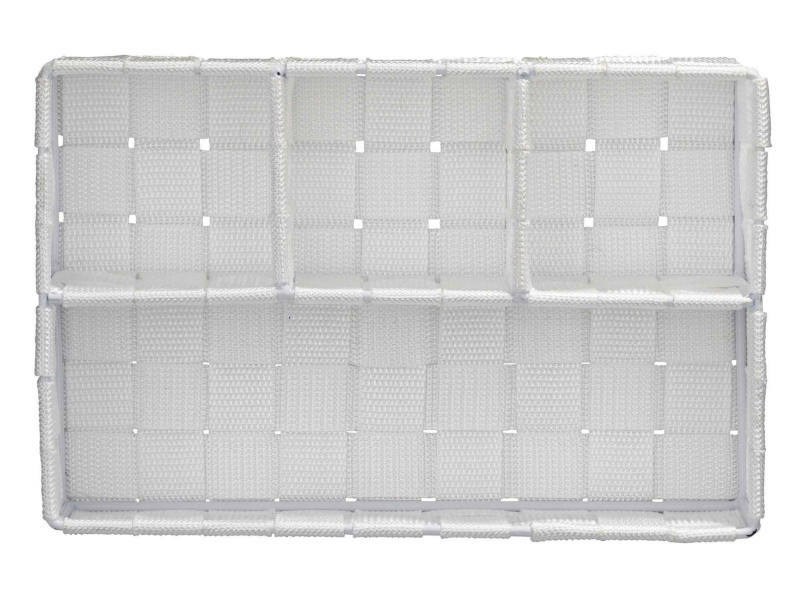 Weißer Badorganizer Adria klein mit geflochtenem Design, Vorderansicht