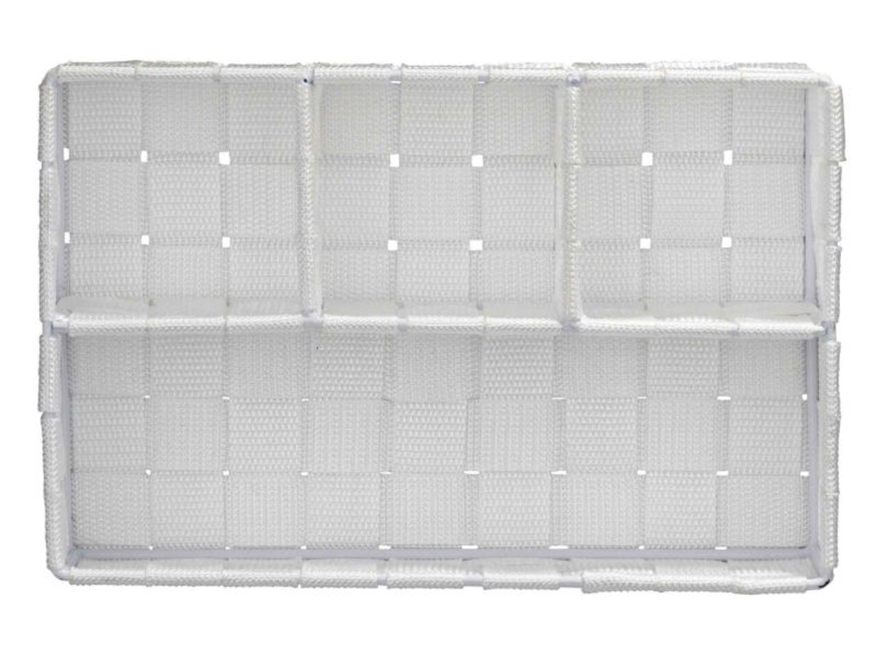 Weißer Badorganizer Adria klein mit geflochtenem Design, Vorderansicht