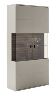 Moderne Kombi-Vitrine LÜTTICH in hellem Design mit Glaseinsatz, seitliche Perspektive
