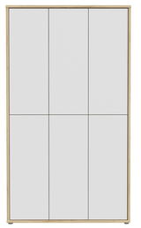 Frontansicht eines hohen, modernen XXL-Schuhschranks mit sechs Türen in schlichtem Design.