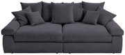 Großes, graues Big-Sofa mit mehreren Kissen, Vorderansicht