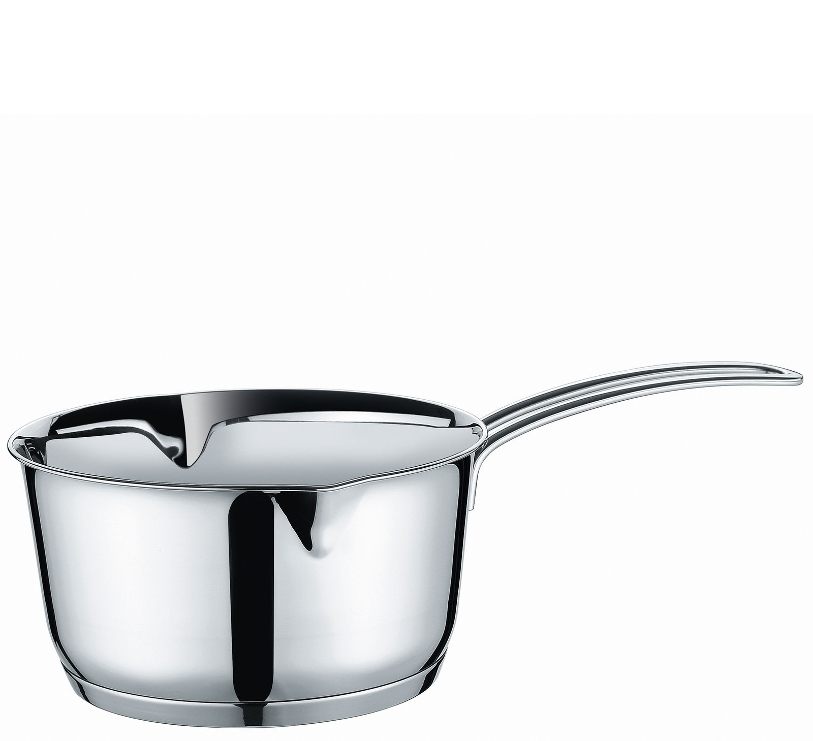 Silberner Stiehltopf COOK 1,5L aus Edelstahl, seitliche Perspektive