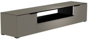 Moderano XL TV-Lowboard Serie BORMIO in seitlicher Perspektive, modernes Design mit offenen und geschlossenen Fächern.