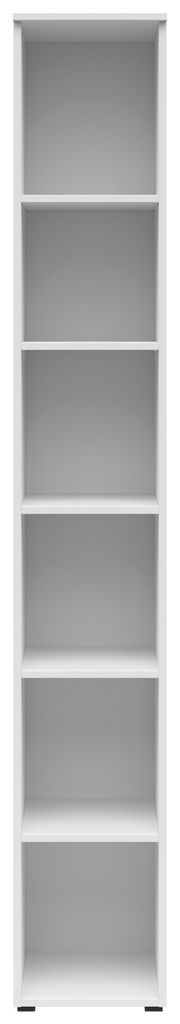 Weißes Regal mit fünf offenen Fächern, Frontalansicht