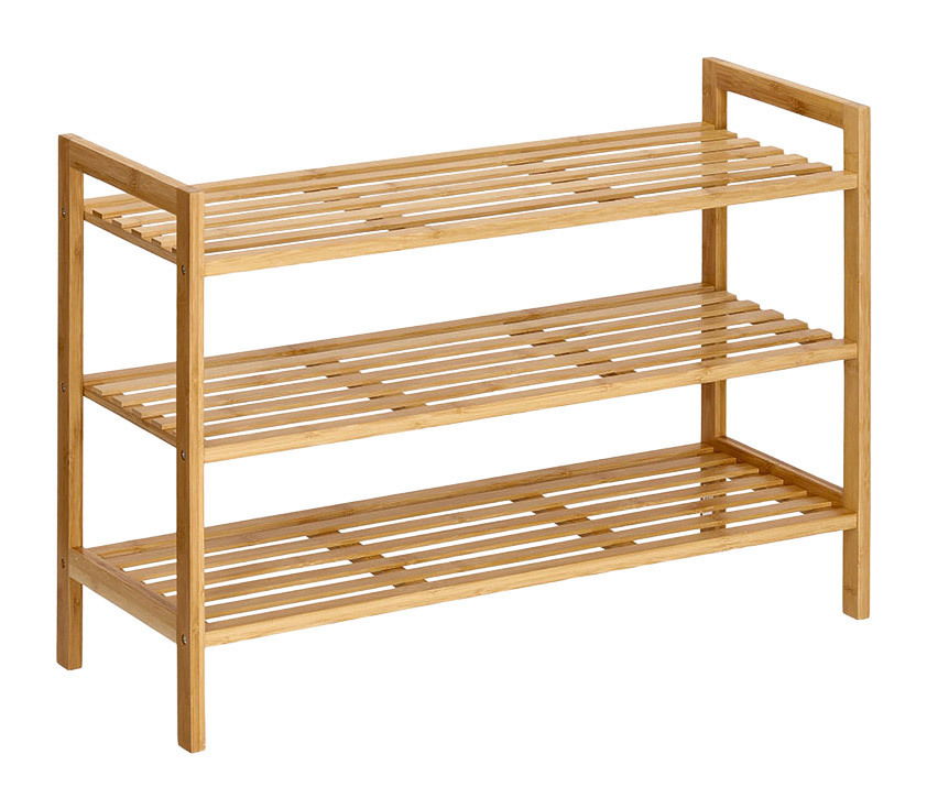 Zeller Present Schuhregal mit 3 Ablagen Schuhregal aus Holz mit drei Ablagen, seitliche Perspektive