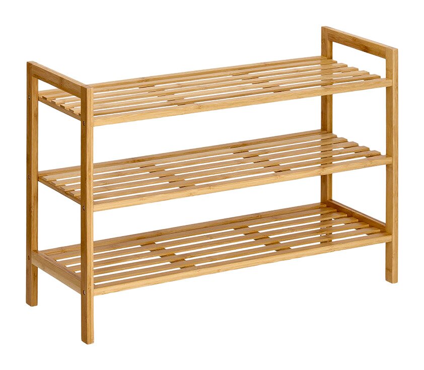 Zeller Present Schuhregal mit 3 Ablagen Schuhregal aus Holz mit drei Ablagen, seitliche Perspektive