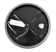 Rückansicht einer runden LED-Deckenleuchte mit sichtbarer Verkabelung und Montagehalterung.