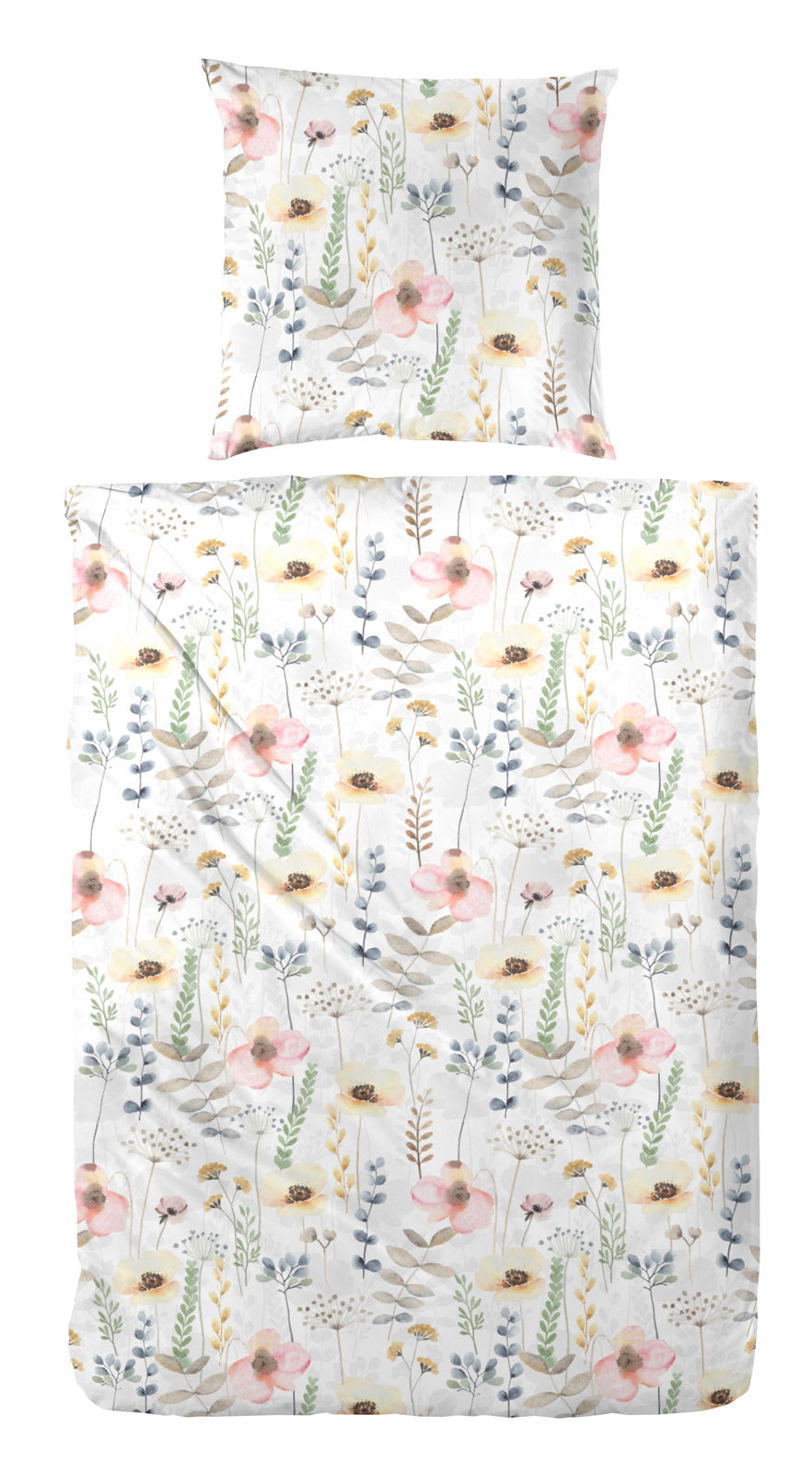 Primera Bettwäsche Bettwäsche-Set mit floralem Muster in Pastellfarben, Draufsicht